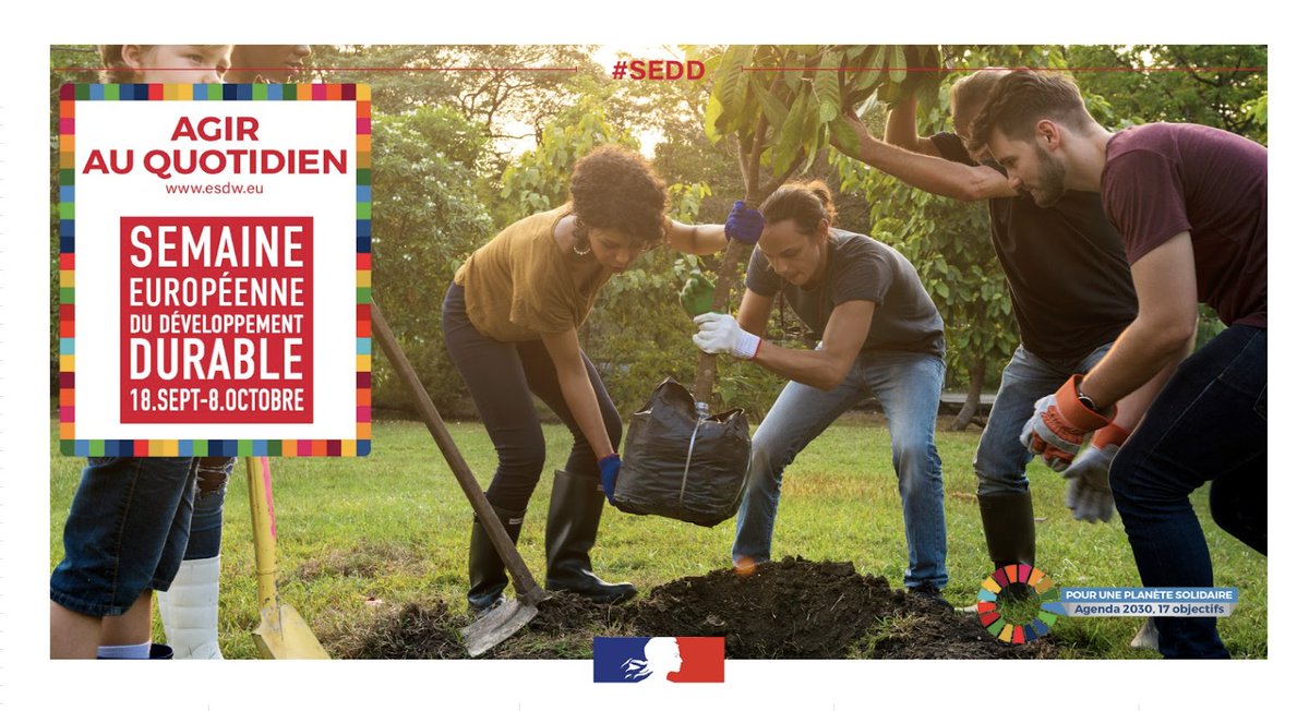 La Semaine Européenne du Développement Durable commence aujourd’hui !
➡️ Conférence, exposition, projection de film, projet d’éducation, visite, atelier… 
Prenez-part à la #SEDD2023 en participant à l’une de ces animations 👉esdw.eu/country/france…