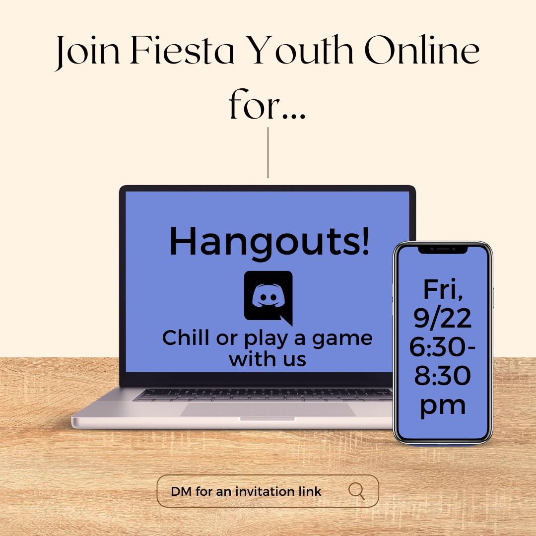 Join us this Friday 6:30-8:30pm for Hangouts Night. Chill or play a game with us!
⁠
Not registered? DM for an invitation link!

#QueerYouth #Gaming #Minecraft #GameNight #FiestaYouth #LGBTQGamer #Gaymer