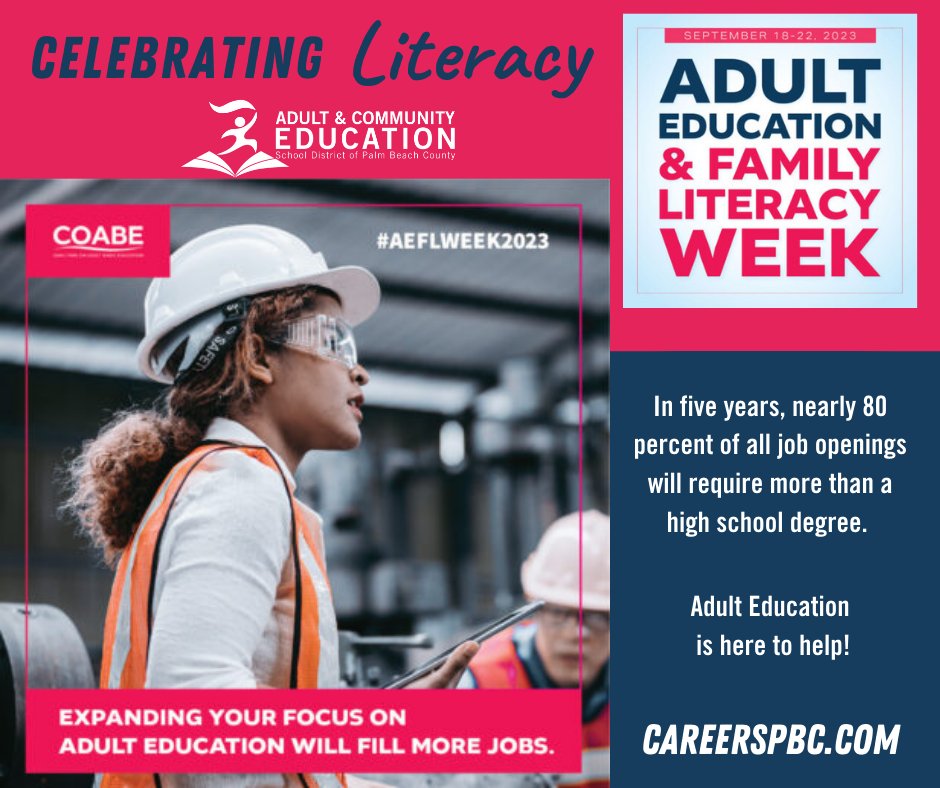 Adult education provides a significant opportunity to bridge the workforce supply-and-demand gap. careerspbc.com #acepbcliteracyweek #AdultEdu2023 #AdultEdLiteracyWeek #AEFL2023