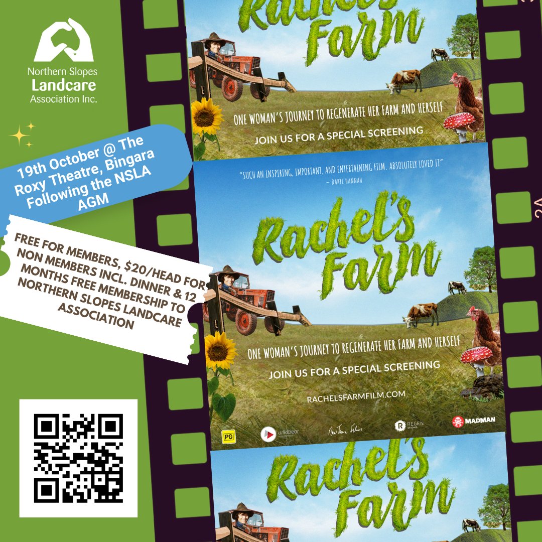 NSLA AGM & Movie night - Thurs 19th October, for further info or to book go to tix.yt/rachels-farm