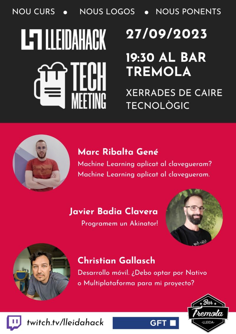 javi_badia's tweet image. El proper dimecres 27 de setembre participaré com a ponent al TechMeeting organitzat per @lleidahack, on presentaré el projecte #Programem un Akinator! @EPS_UdL @TorreVicens @EscolesFEDAC @FedacLleida #programació #python #tecnologia #techmeeting