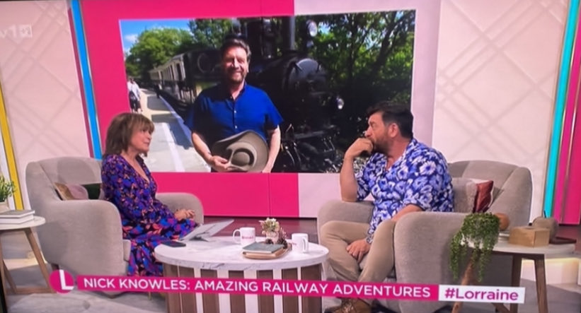 Lovely interview with ⁦<a href="/MrNickKnowles/">Nick Knowles</a>⁩ on today’s <a href="/lorraine/">Lorraine</a> to talk about his brand new series Amazing Railway Adventures - full steam ahead for launch of series at 9pm tonight <a href="/channel5_tv/">Channel 5</a> 🚂 <a href="/ObjectiveMediaG/">ObjectiveMediaGroup</a>  ⁦<a href="/olliecwright/">oliverwright</a>⁩