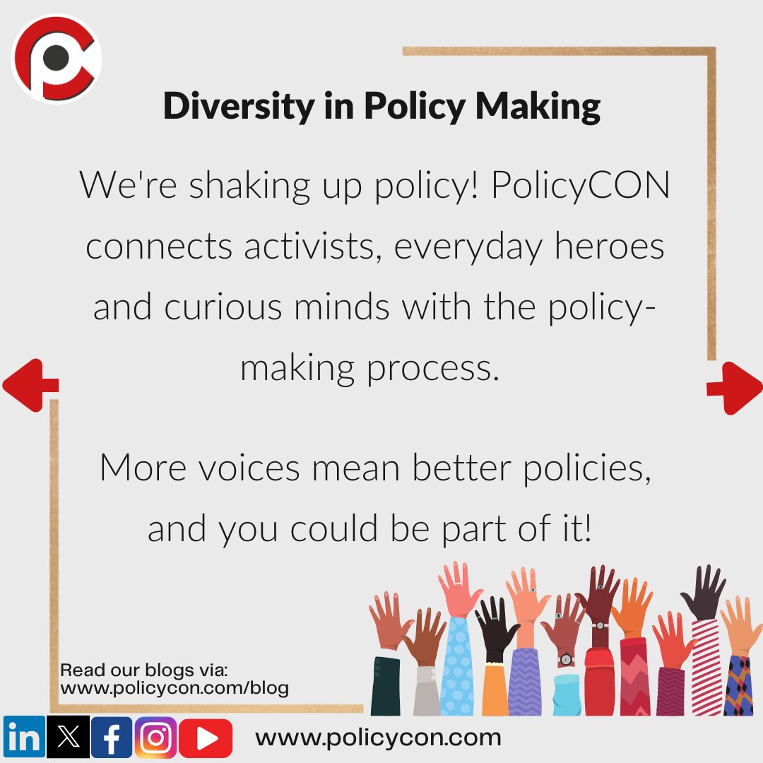policycon's tweet photo. Explore the power of policy with Harisah Aziz in her latest blog! 

Learn how PolicyCON connects everyday individuals with policymakers, fostering positive change. Read more

https://t.co/tfrsqRnDsa 

#PublicPolicy #Policy #PolicyCON #PolicyChange #Empowerment #publicpolicy #edi https://t.co/Vr9LFjcorV