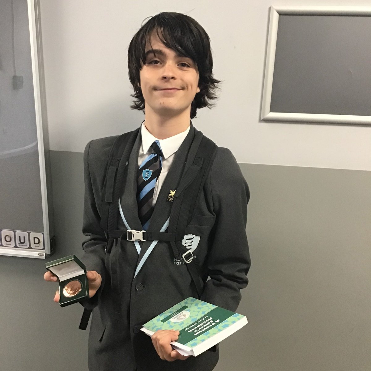 An amazing achievement for Samuel Edwards in Year 9, who won a bronze medal at the UKMT Junior Olympiad. The Olympiad opportunity was earnt for his incredible performance in the UKMT Junior challenge; in which he placed among the top 200 in the country. 
Well done Samuel🏆🎉