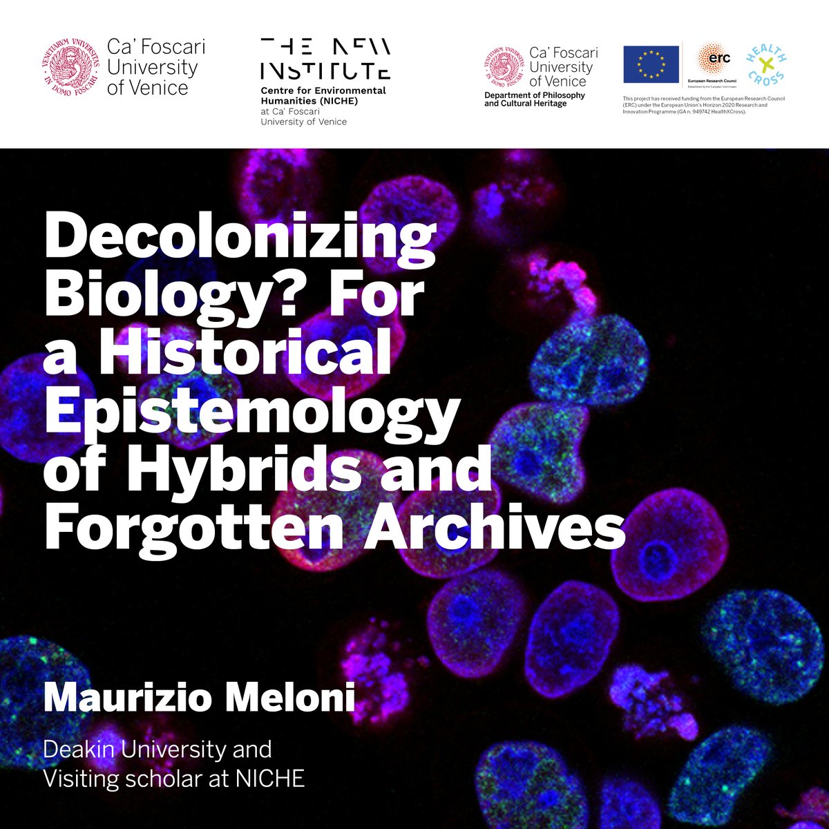 📌 25 Sep. 4 PM | Ca' Bottacin
🌿 Decolonizing #Biology? For a Historical Epistemology of Hybrids and Forgotten Archives 👉#MaurizioMeloni will discuss three areas of possible debate for a less imperial view of Biology and the Life-sciences.
Info: bit.ly/3swFWfL