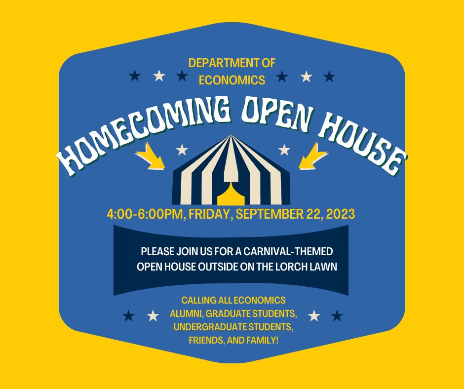 We hope you can join us TODAY between 4:00-6:00 pm for a carnival-themed open house outside of Lorch Hall on the lawn! Stop by to enjoy carnival-themed snacks such as cotton candy, popcorn, and ice cream! Hope to see you all there and go blue!💙💛
