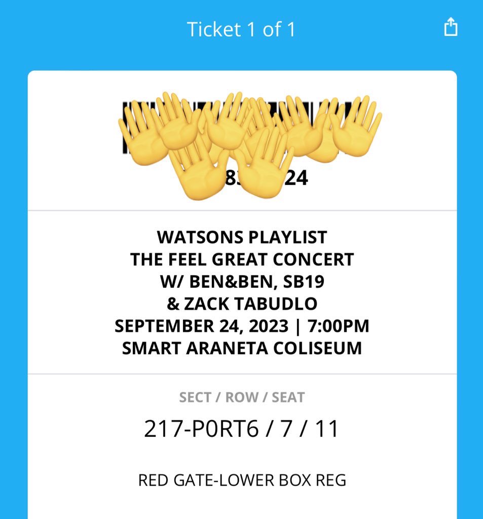 focus4ken's tweet photo. WTS LFB 

Watsons Playlist Concert

1 LOWERBOX REGULAR
Section: 217-PORT6, Row: 7, Seat: 11

₱4,000 (no items)

RFS:  May work po, di pwede mag day off. 

Please reply or hit me a DM! https://t.co/MyXiRmTWve