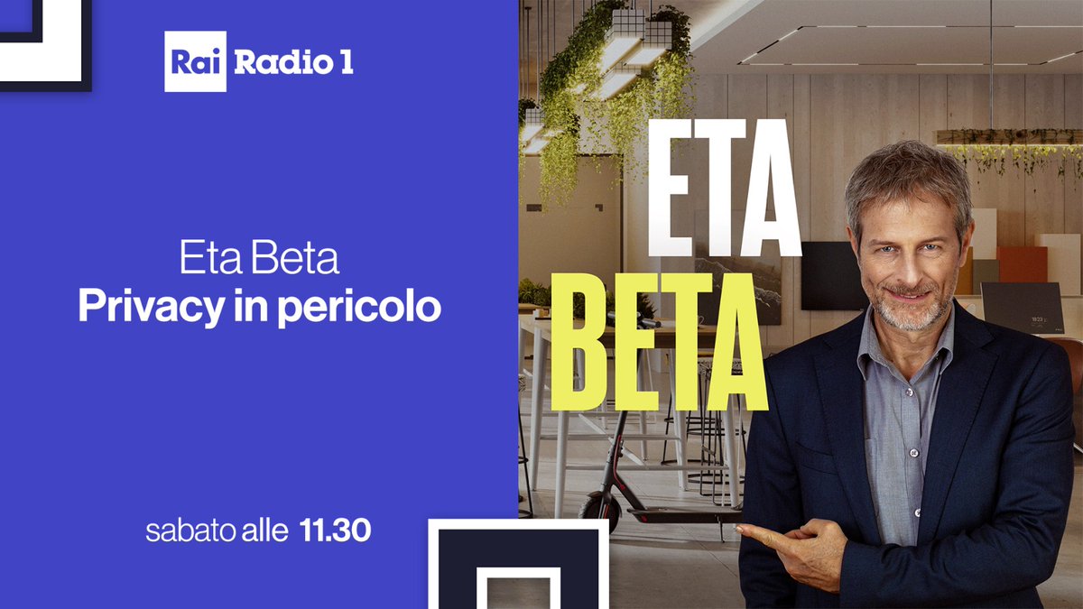 Radio1Rai's tweet image. ✳️ Alle 11.30 torna #EtaBeta con @MaxCerof
🤖 Dai chip nell’auto alle voci clonate, la privacy sempre più in pericolo con @diegodimalta_PN, @guidoscorza, @lastknight, @lracrr e Matteo Navacci

🎧 Ascolta su #Radio1 e in streaming su @raiplaysound
👉 raiplaysound.it/radio1