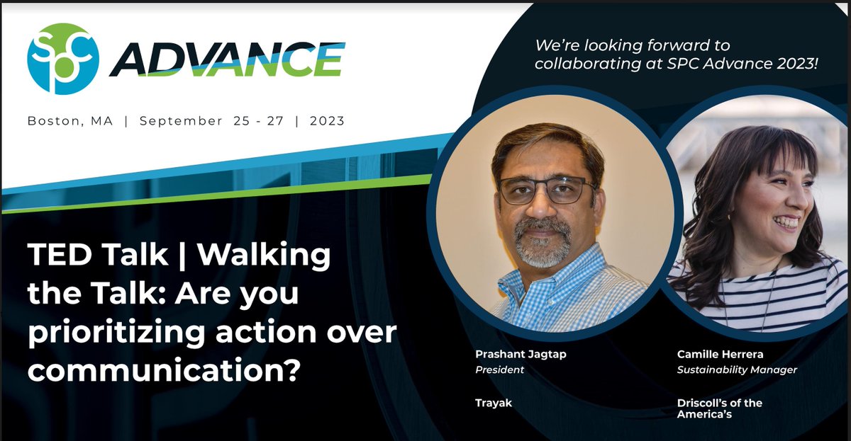 We are excited to share that our Prashant Jagtap will be joined by Camille Herrera at #SPCAdvance2023 for a TED Talk you won't want to miss. Together, they'll delve into what worked and what didn't, offering powerful lessons in sustainability and action-driven strategies.