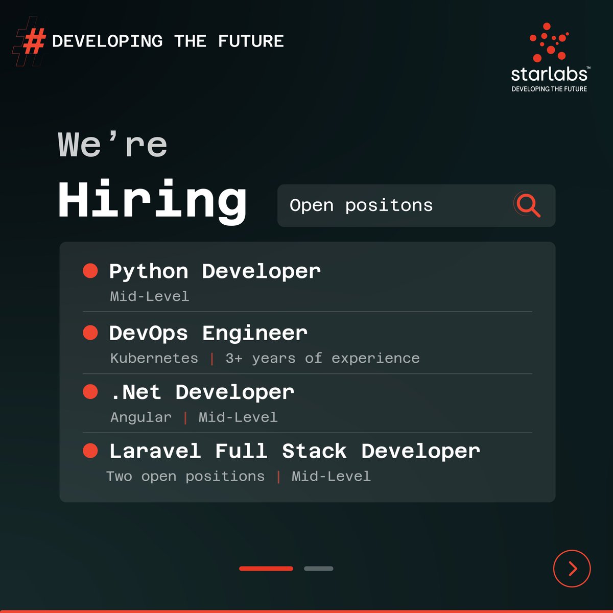 StarLabsDev's tweet image. Join our teams at StarLabs! We're on the lookout for talented individuals to fill these exciting positions.

Ready to take your career to the next level? Apply now and become a part of our dynamic team!

🔗 starlabs.dev/careers/

#StarLabs #DevelopingTheFuture #StarLabsCareers