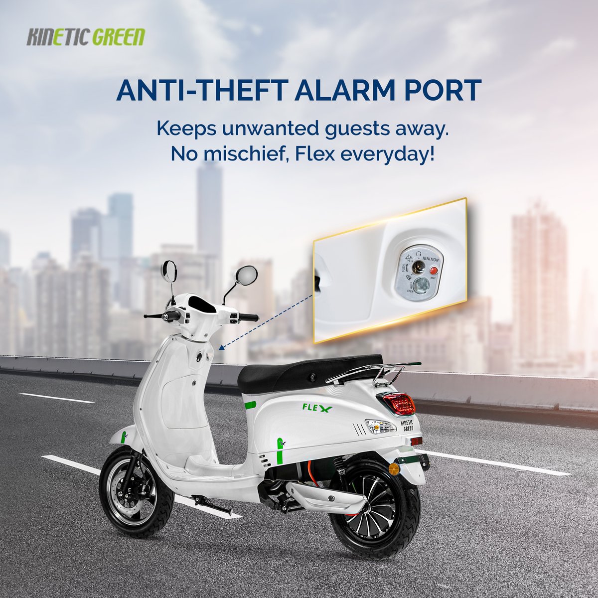 KineticgreenEV's tweet photo. With an anti-theft alarm, your Flex is secured on the path toward sustainability!
.
.
.
#kineticgreen #kineticgreenev #kineticgreen2w #kineticgreenvehicles #greenmobility #SustainableTransport #antitheft #antitheftsystem https://t.co/2JIMeRh4u9