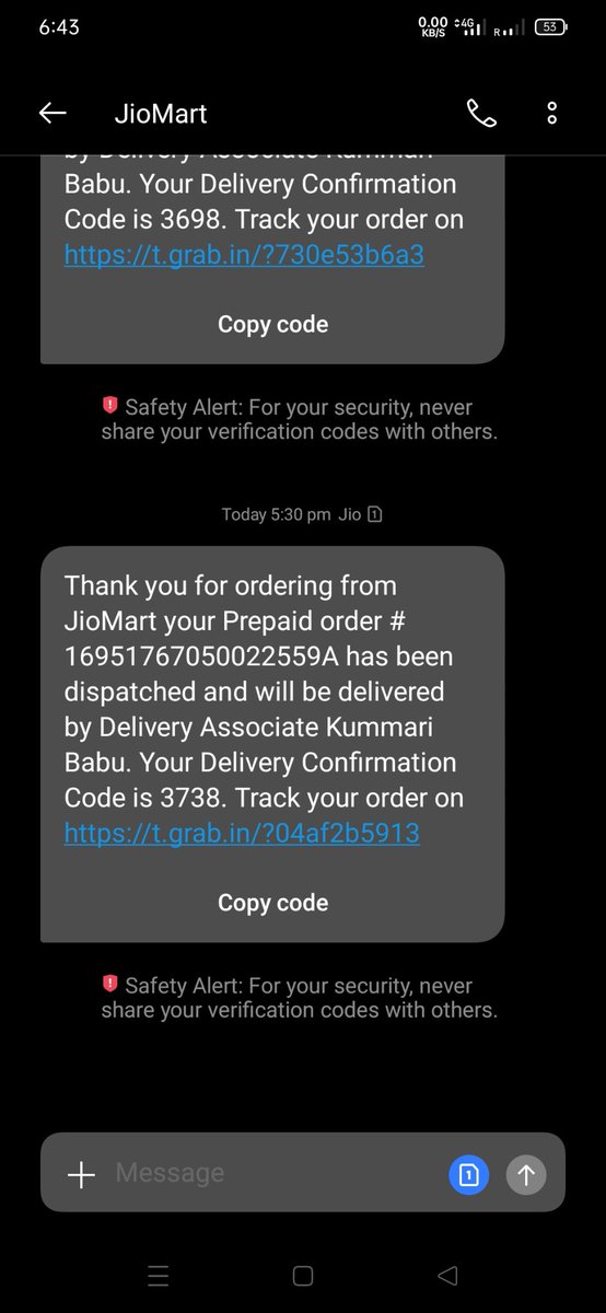 @JioMart_Support Whenever I order with @JioMart it is either cancelled or returned automatically😡😡.Even delivery boy doesn't call me 
Order id- 16951767050022559A /16946929240130229A/16936293390053037A
#jiomartfraud #DigitalIndia #jiomartscam