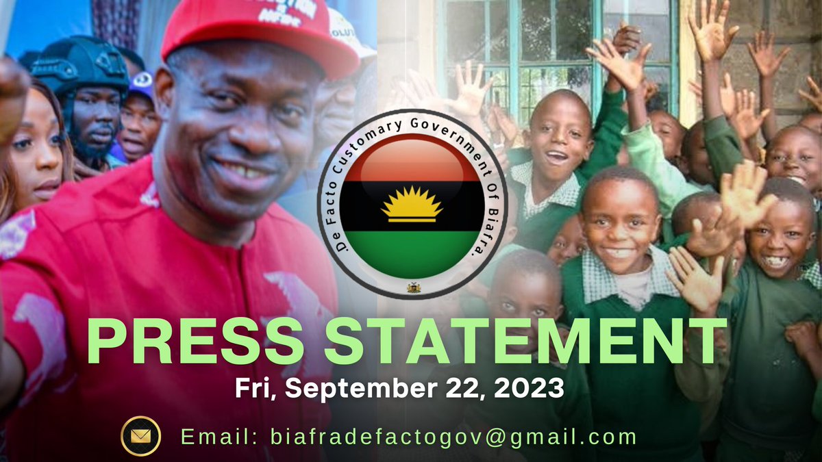 BiafraHuman's tweet photo. PRESS STATEMENT
Fri, September 22, 2023.
BDFCG Commends Governor Soludo for Abolishing Payment of School Fees in Public Schools
https://t.co/Tm1BJhAIuJ
#Education #BiafranChildren #IgboBiafra #IBNM #BDFCG #BHFR #BiafraHRA https://t.co/A9BRtoKp7W
