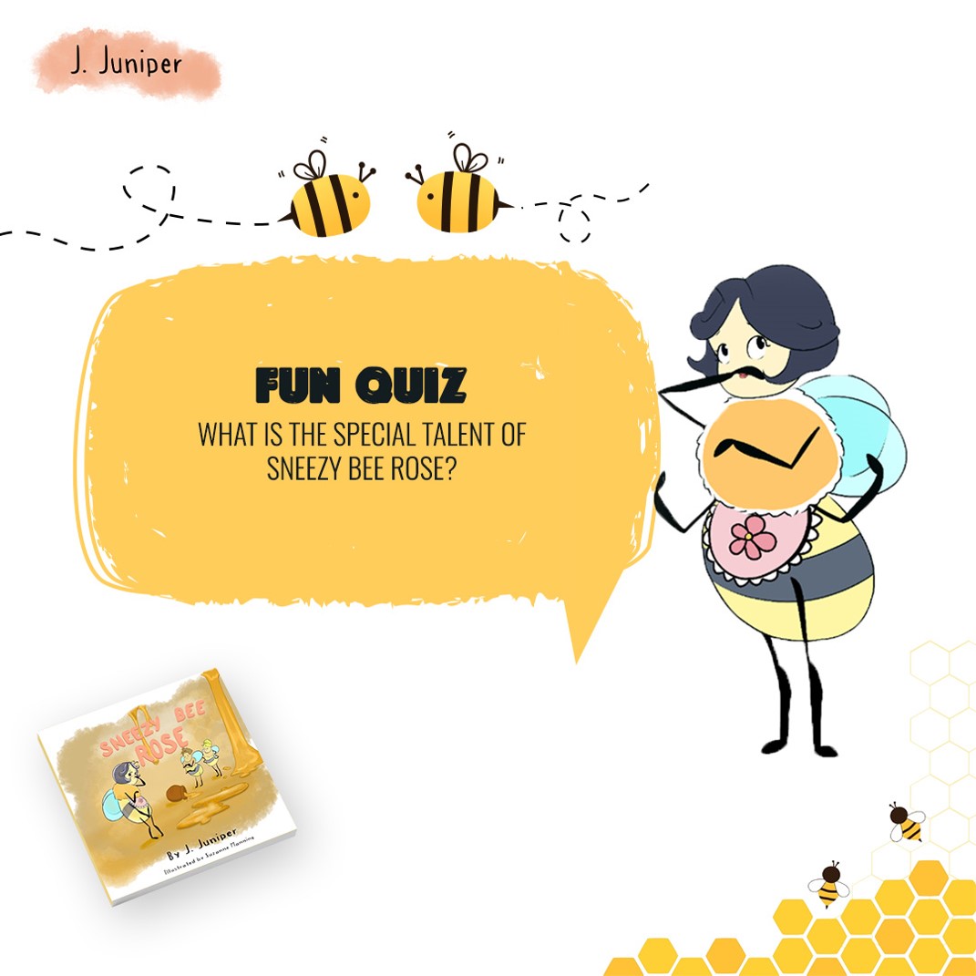 What Is The Special Talent Of Sneezy Bee Rose? 📷
It's quiz time, book lovers! 

Available on Amazon:a.co/d/5sYVqwD
Or Barnes and Noble
rb.gy/3mg36

#JJuniper #SneezyBeeRose #lifelessons #childrenbook #honeybee #bee #sharingiscaring #delightfulstory #