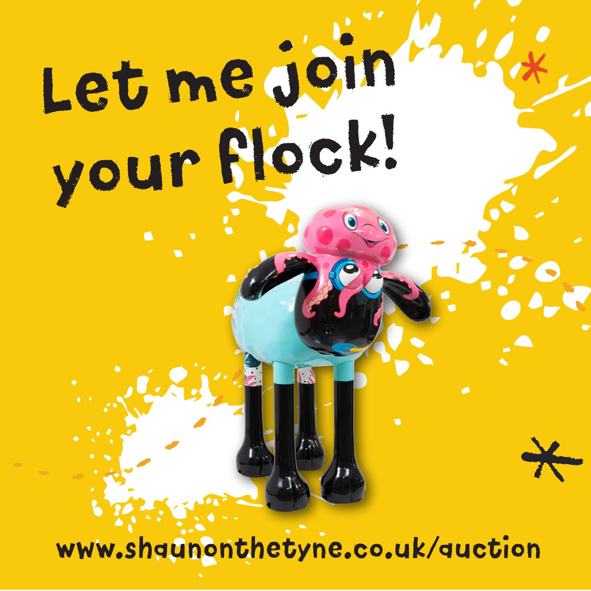 talesonthetyne's tweet photo. We love the bright colours of Surf ‘n’ Turf, painted by Steve Johnson from @SandranSteve and sponsored by @EldonSqNCL. 

For the last ten weeks, this Shaun (and his octopus friend) has delighted shoppers in Newcastle, but he could now be yours if you bid on him at auction. 🐑🐙 https://t.co/0NCXebBUAu