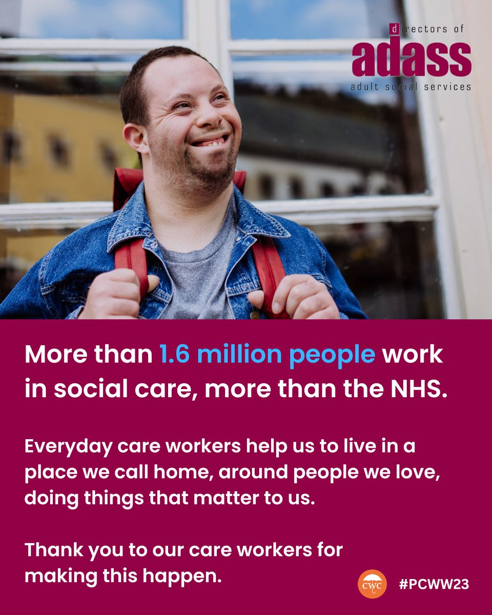More than 1.6 million people work in social care, more than the NHS. Everyday care workers help us to live in a place we call home, around people we love, doing things that matter to us. Thank you to our care workers for making this happen. #PCWW23 @CareWorkersFund