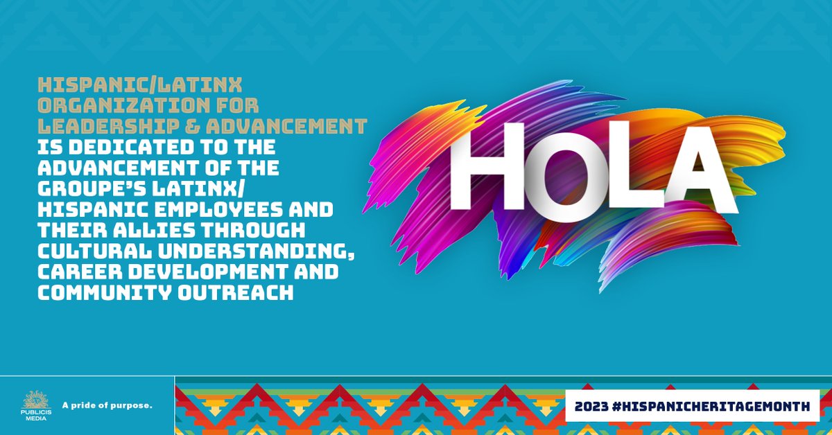 PublicisMedia's tweet photo. This #HispanicHeritageMonth, we celebrate HOLA, our internal group dedicated to LatinX/Hispanic employee growth at Publicis Groupe through cultural awareness, career advancement, and community involvement.

#Inclusion #WeAreAllWeAreOne https://t.co/N4Addz7pLK