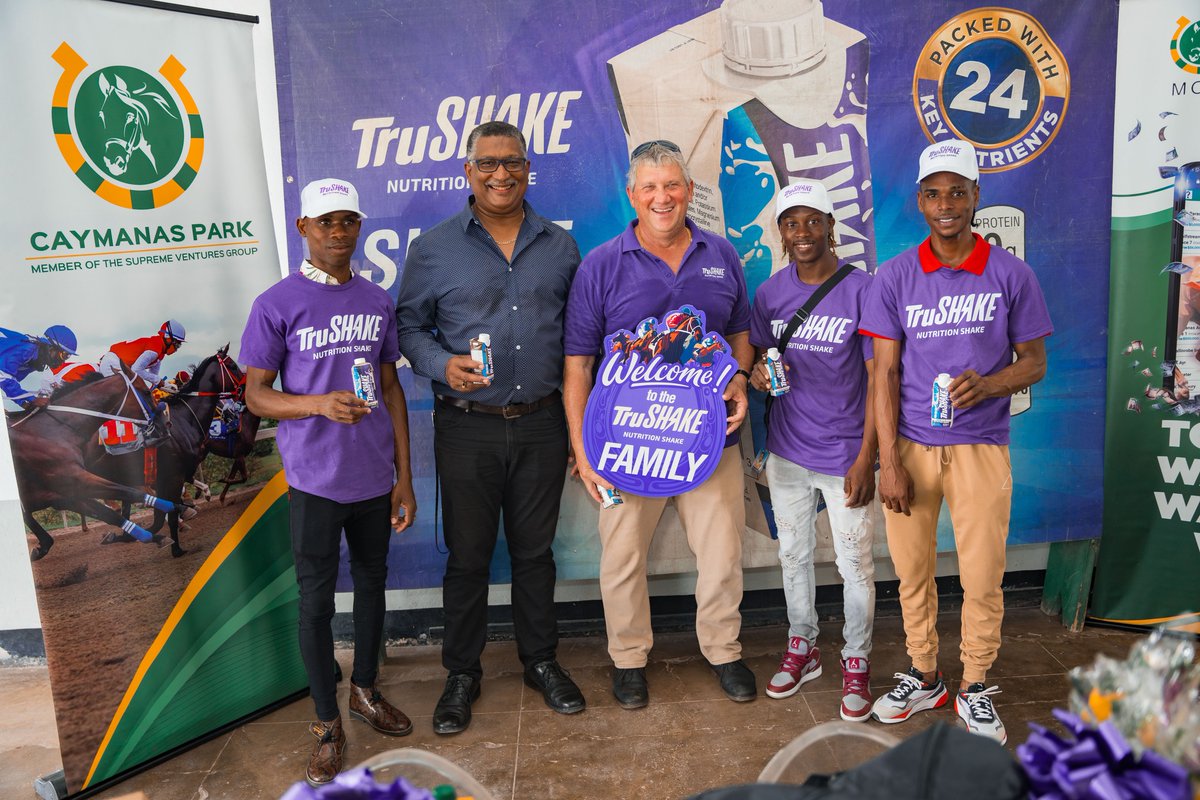 CaroleBeckford's tweet photo. #TruShake has new ambassadors, three jockeys... Reyan Lewis, Tevin Foster and Javaneil Patterson. https://t.co/vYu26QXOvB