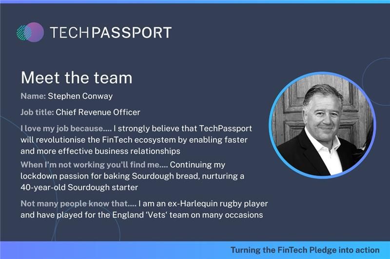 tech_passport's tweet image. Excited to announce our new Chief Revenue Officer, Stephen Conway! 🌟 A former Harlequin rugby player, he knows all about teamwork &amp;amp; big wins. Can&apos;t wait to score more FinTech touchdowns with him on board! 🏉💼 #TechPassport #CRO #MeetTheTeam #FinTech