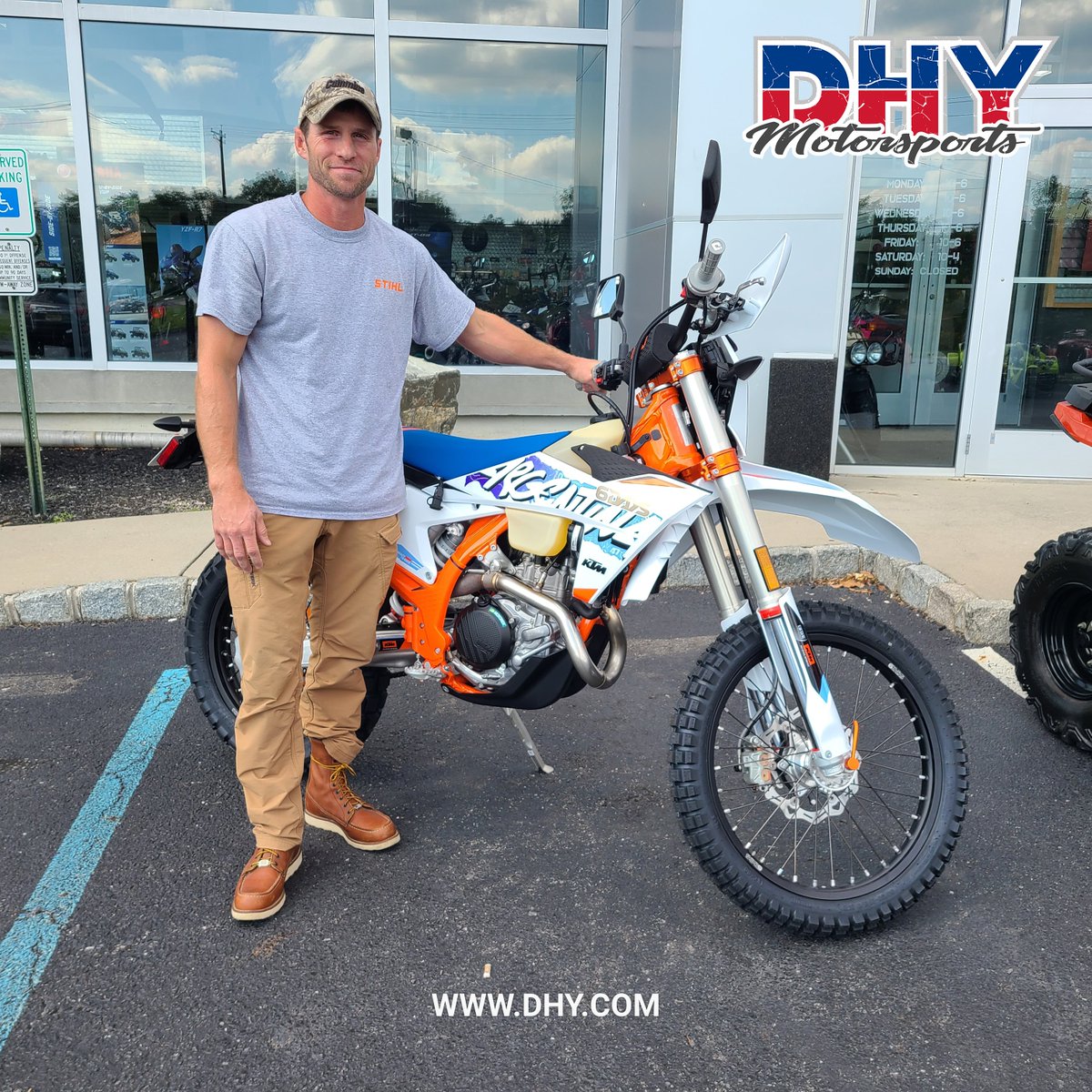 Congratulations to Paul on his new 2024 #KTM #500EXCF #SixDays! We hope you love your new bike and thanks for choosing #DHYMotorsports as your dealership! #dhynj #mynewride

Sales Rep: Shawn Reed | Shawn@dhy.com