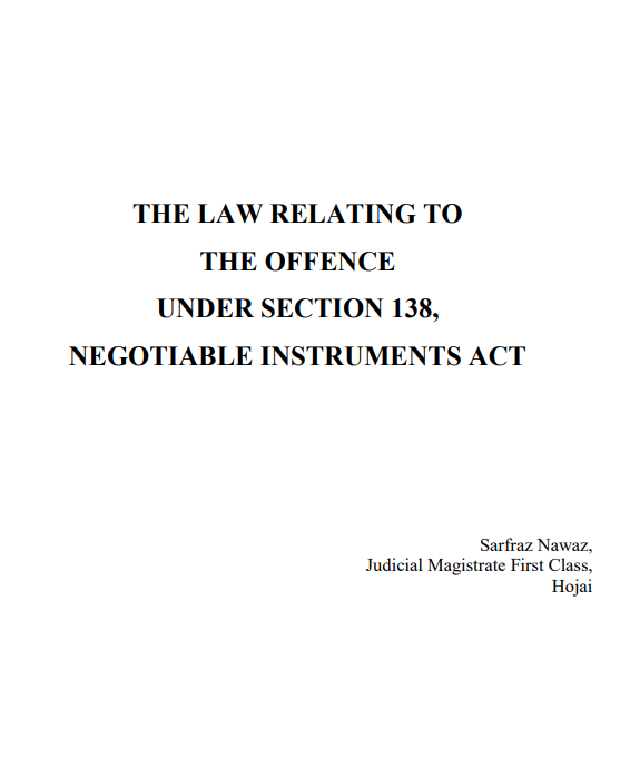 CiteCase's tweet photo. This 66 page book on Law Relating to the Offence Under Section 138 Negotiable Instruments Act will help you learn all the fundamentals of cheque bouncing law. 

We have shared the pdf in our channel (https://t.co/saWZVqvzRs ). We found this book from Jorhat District Judiciary website.

🔗https://t.co/rayRdVJ3u4