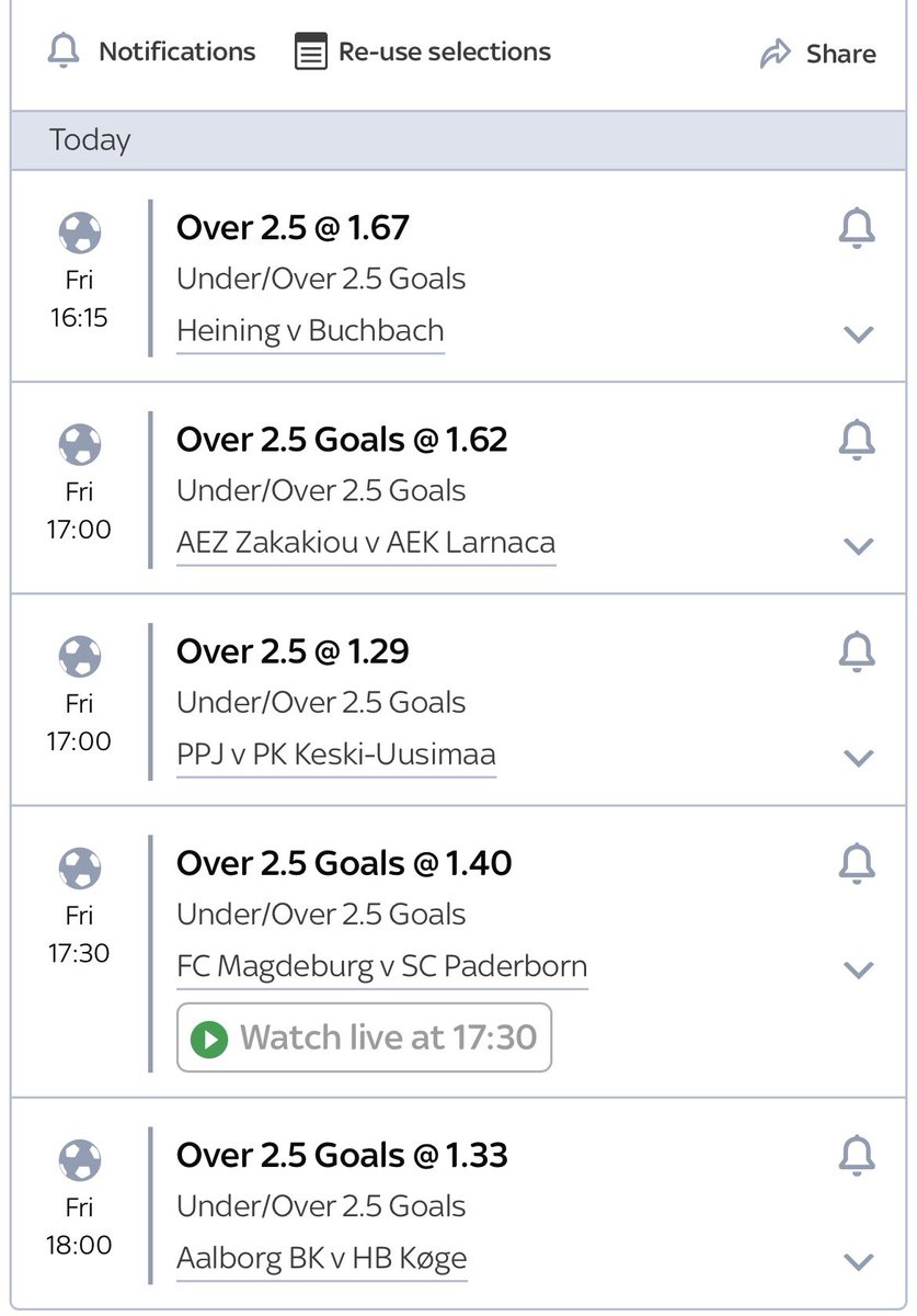 GaryGoals84's tweet photo. Hey everyone, hope you’re looking forward to the weekend! Couple of > 2.5 goal accumulators today for you. Evening games across Europe. You can back them as I have, mix them up or do singles. Whatever your do BOL and as always gamble responsibly. #FOOTBALLTIPS #bettingpicks https://t.co/TVptNXkroa