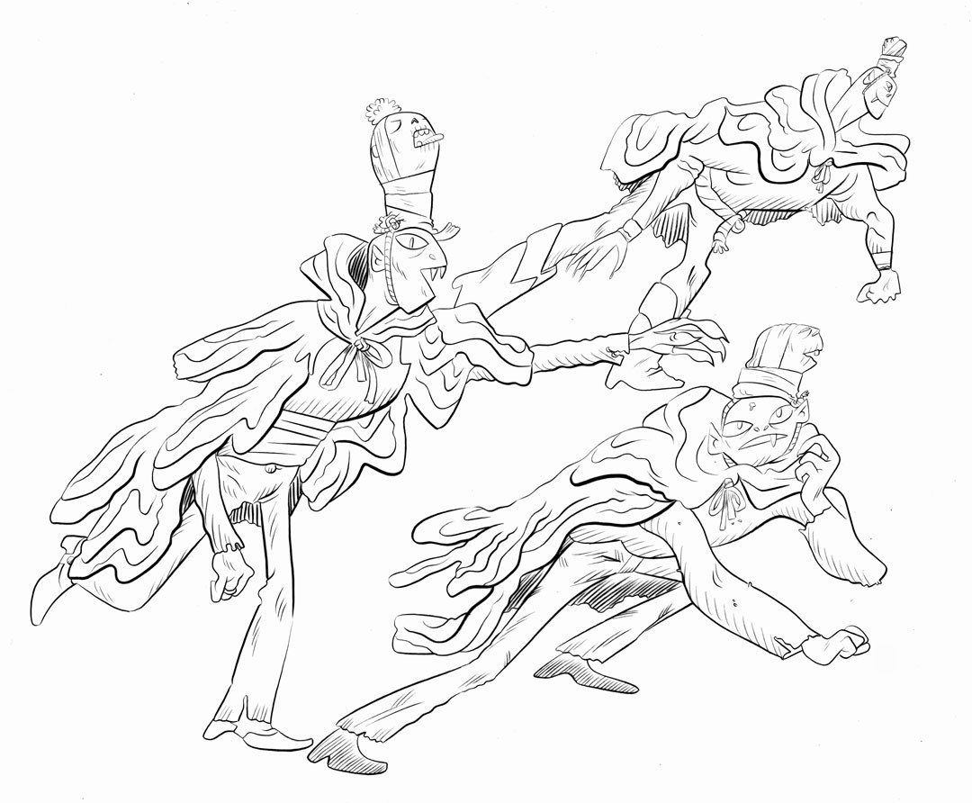 Here’s my original design for Marceline’s outfit in the new episode of Fionna and Cake. And here’s some vampire guys I designed, too. What an honor and a fun opportunity! #FionnaandCake