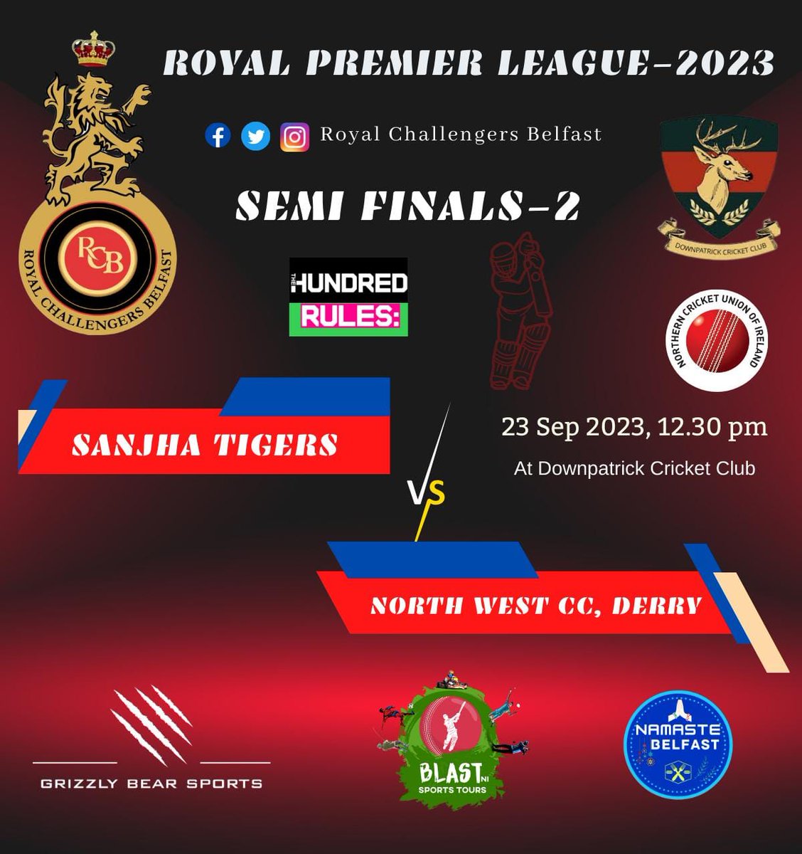 👑 𝐑𝐨𝐲𝐚𝐥 𝐏𝐫𝐞𝐦𝐢𝐞𝐫 𝐋𝐞𝐚𝐠𝐮𝐞-𝟐𝟎𝟐𝟑 🎖️𝐒𝐞𝐦𝐢 𝐅𝐢𝐧𝐚𝐥𝐬

Sponsors: Grizzly Bear Sports Namaste Belfast  BLAST NI 

#royalchallengersbelfast
#royalpremierleague
#rcbbelfast, #royalpremierleague2023