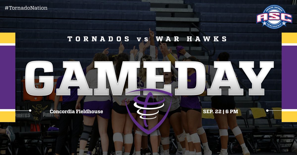 🚨GAMEDAY ALERT🚨 

HOME SWEET HOME! 

Volleyball will face off against the War Hawks for their first home opener ‼️ 
#TornadoNation🌪️ 

🆚: McMurry
📍: Austin, Texas
🏐: Concordia Fieldhouse
⏰: 6PM
📺: bit.ly/46ltPRi
📊: bit.ly/3t4UAet