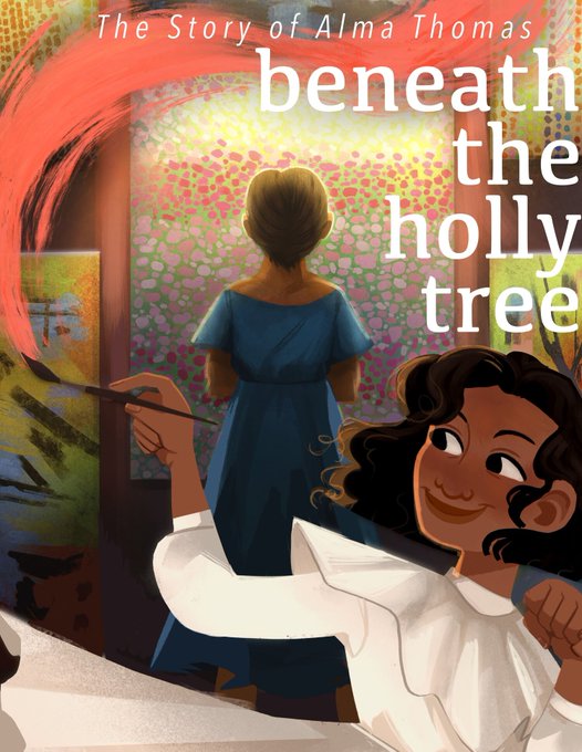 “Beneath the Holly Tree: The Story of #AlmaThomas,” illus by Lauren Lamb, @RinglingCollege, is in the series Drawn to Art: Tales of Inspiring #WomenArtists, which illuminates the stories of women artists in the @americanart collection. Full work: americanart.si.edu/art/art-comics…