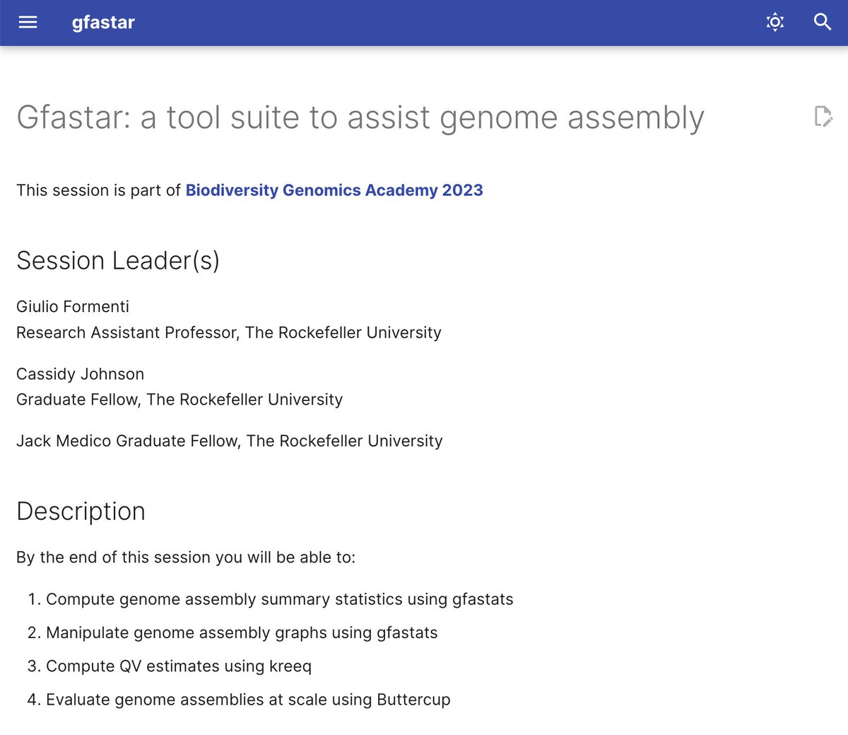 📣📣📣 STARTING IN 30 MIN! Gfastar: a tool suite to assist genome assembly by Giulio Formenti, Cassidy Johnson, Jack Medico The Rockefeller University Zoom and Discord link at BGA23.org/sessions Please get Gitpod! BGA23.org/gitpod See you in a bit! :-)