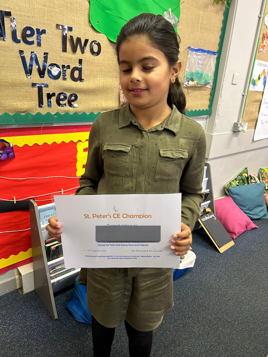 Year3StPeters's tweet photo. We’ll done to our St. Peter’s Champion this week! She has lived out the values of working hard and trying her best. She had made a great start to Year 3 with her fantastic attitude to learning! 🏆 https://t.co/pRK106viWd