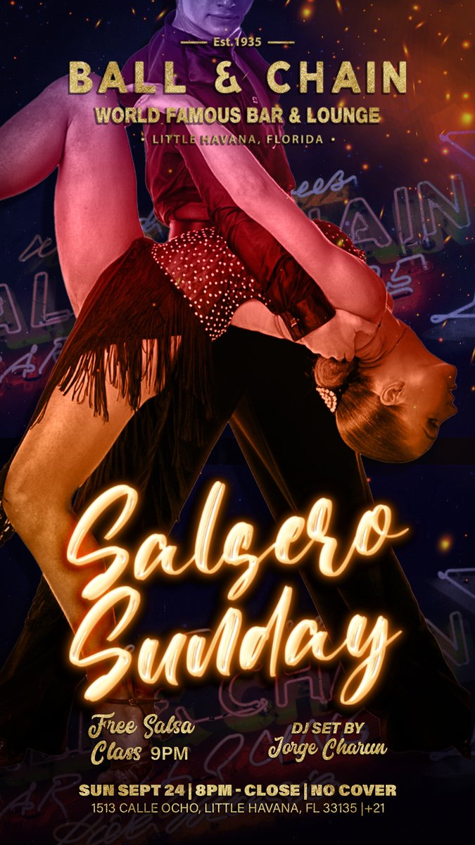 BallAndChainBar's tweet image. TODAY: #LiveSalsa noon to 6 p.m., #LiveJazz 6 to 9, then #LaPachanga with @DJDanisLaClave + #LiveMusic by La Linea, 8

TOMORROW: #SalseroSunday with @DJJorgeCharun at 8 and a FREE #SalsaLesson, 9

#supportlocal ballandchainmiami.com
🍍💚