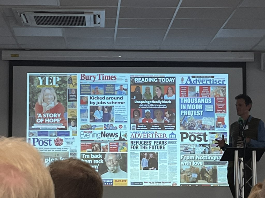Proud to see Julian Barnes’ work amongst these front pages at the conference. He has made huge in-roads into the farming communities within mid Devon #NCTJCommunityNewsProject