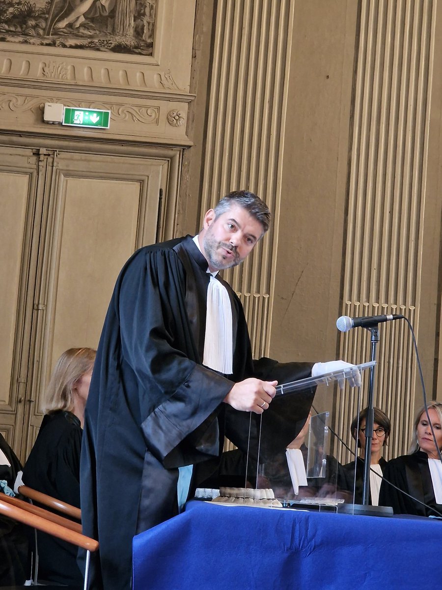 Audience d'installation de Pierre Mesnard et d'Arnaud Laraize, nouveaux président et procureur du tribunal judiciaire de la Rochelle, en présence du garde des Sceaux @E_DupondM, du directeur des services judiciaires Paul Huber et des chefs de cour @Gwenolajolycoz et @PGPoitiers