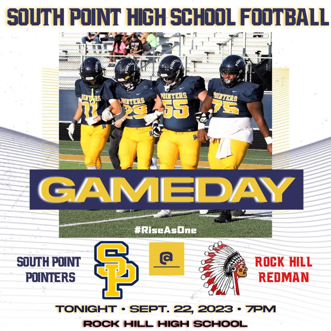 GAMEDAY!!!  Let's get out and Support our Pointers as the Travel to Rock HIll Tonight to take on the Redman!!  7PM Kick-OFF

#RiseAsOne