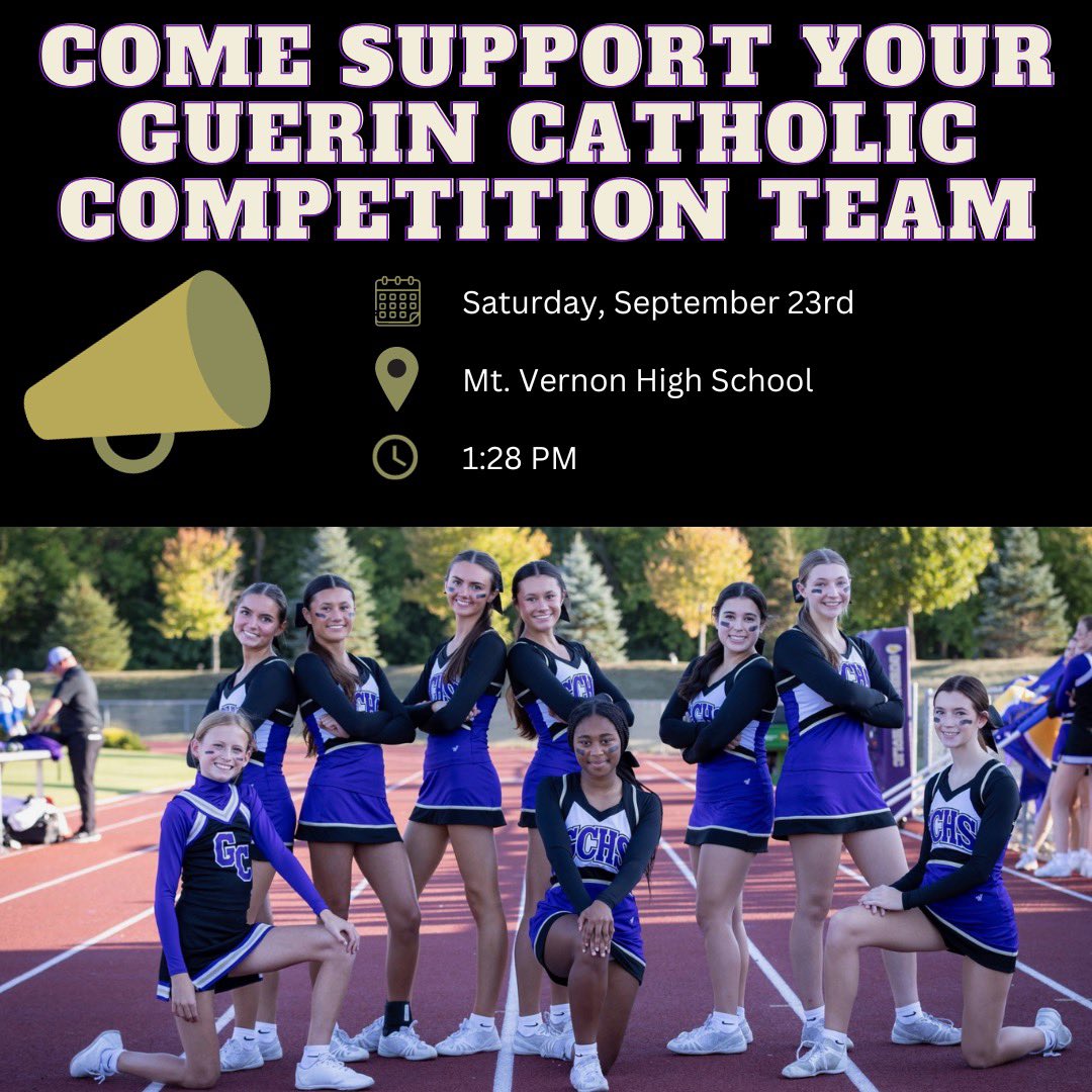 Come support your GC competition team this Saturday at Mt. Vernon High School! 

🗓️ Saturday, September 23rd
📍 Mt. Vernon High School
⏰ 1:28 PM