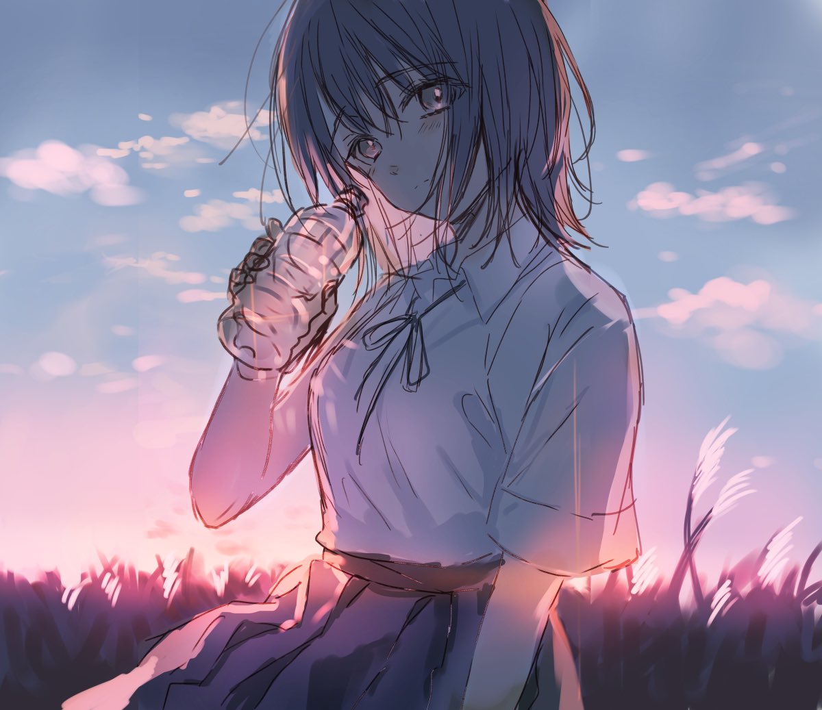 「空の配色の練習。こういう色の空がすき。 」|はねこと🌻お隣の天使様/アニメ放送中໒꒱のイラスト