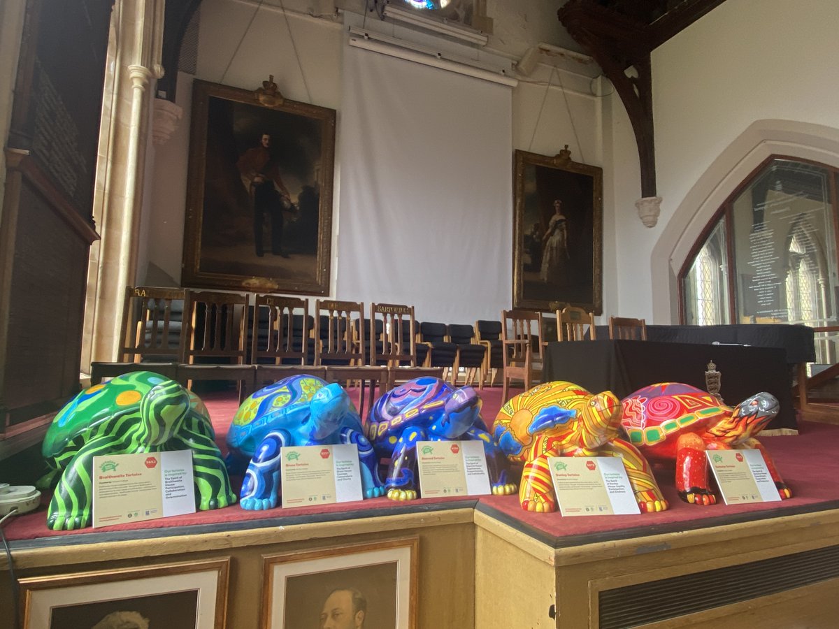 This week we have welcomed back our beautiful creep of tortoises. With thanks to <a href="/DurrellWildlife/">Durrell Wildlife Conservation Trust</a> for many fun filled hours designing them and for creating such a wonderful trail over the summer. What's next for the tortoises? Watch this space! @vcj_head