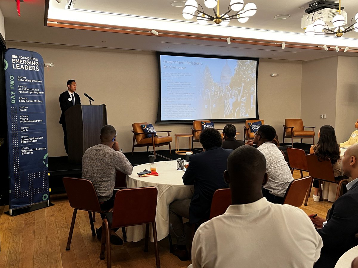 Dylan Jeon, NRF's Sr. Director of Government Relations kicked off day 2 of the Emerging Leaders of Color Summit sharing insights on NRF's latest initiatives and policy priorities including #swipefees and #organizedretailcrime. #Emergingleaders