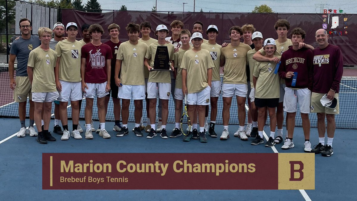 Congrats to our boys tennis team who won the Marion County Tournament yesterday with a 4-1 win over Franklin Central!

Braves will be back in action on Tuesday when they begin their postseason with sectional at Park Tudor

#GoBraves