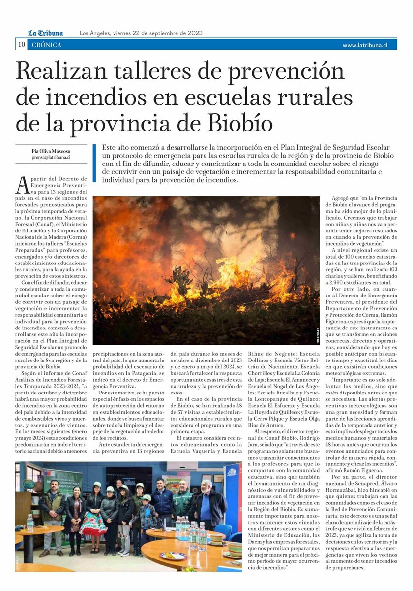 🗞 #PRENSA | #Conaf inició talleres para prevenir incendios en escuelas rurales

Detalles en <a href="/latribunacl/">Diario La Tribuna</a> 👇