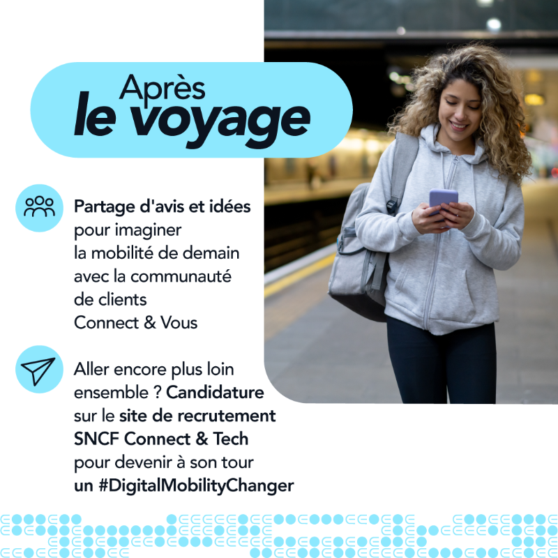 SNCFConnectTech's tweet photo. 🚄 Faciliter l’accès aux mobilités durables se fait tout au long d'un trajet. En cette #SemaineEuropéennedelaMobilité, retour sur nos innovations et services présents à chaque étape des déplacements 👇
Bon voyage ! 🫶