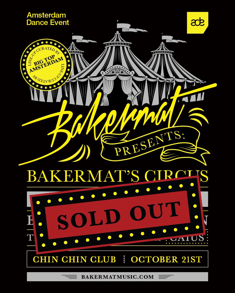 Wow! Another sold out edition of Bakermat’s Circus, thank you so much! I can’t wait for this edition and we still have some surprises to announce so stay tuned…