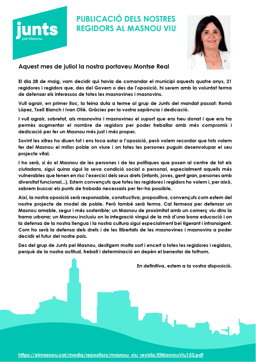juntsxelmasnou's tweet photo. Primer la nostra portaveu, la Montse Real i... https://t.co/JjxRMDZwnD