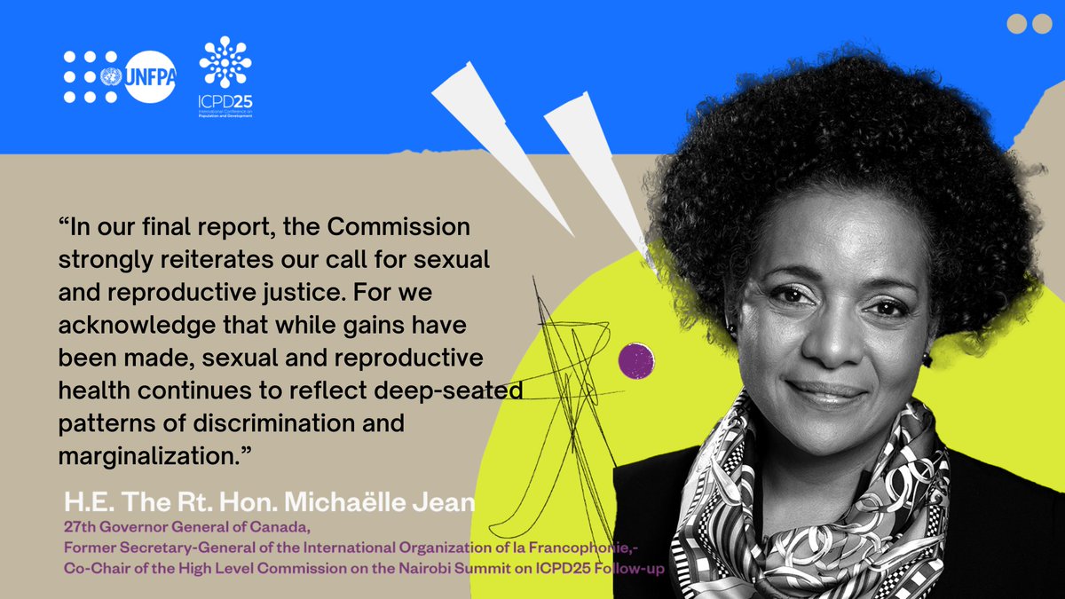 'We need #SexualandReproductiveJustice to realize the #NairobiCommitments.' —High Level Commission Co-Chair H.E. @MichaelleJeanF. 📽 Watch the launch of the final report of the #HLC on the Nairobi Summit on #ICPD25 Follow-up live: bit.ly/3LvKwRY #AllRightsAllPeople