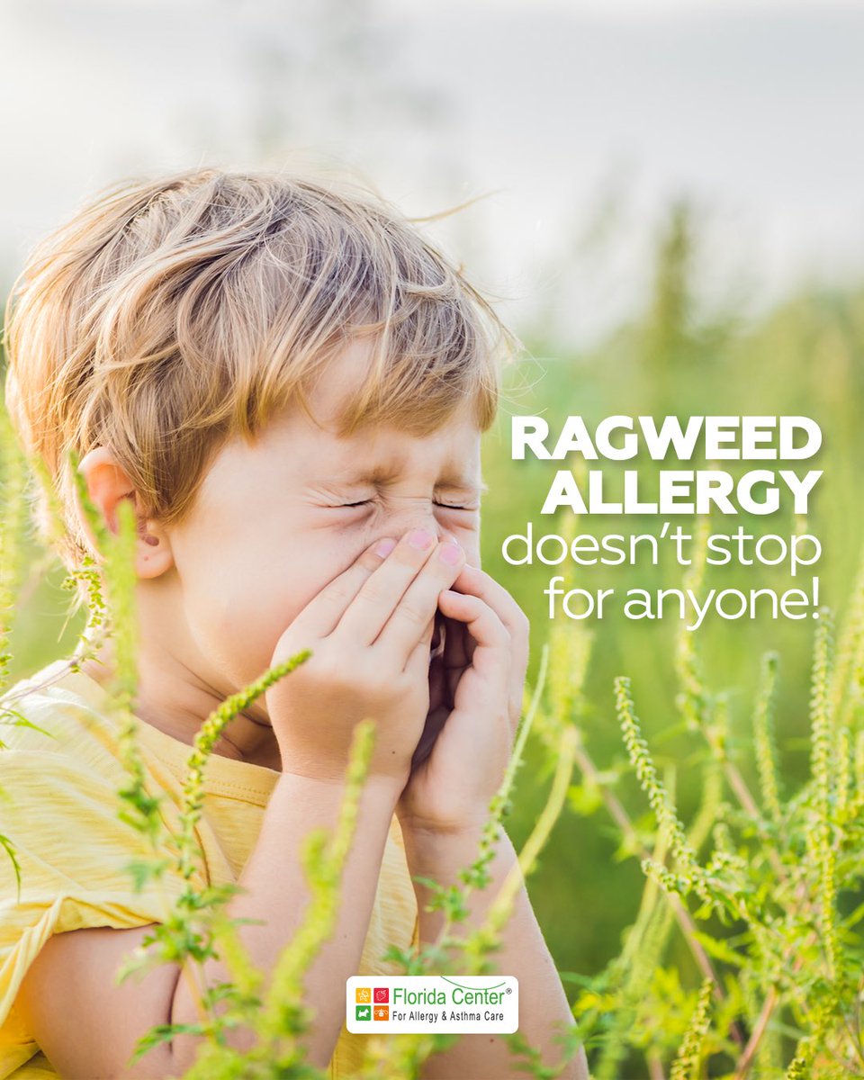 According to the ACAAI:⬇️ The pollen from ragweed causes allergy symptoms in many people that include sneezing, runny or stuffy nose, and itchy throat. 🤧 In order to control these symtoms, we recommend you schedule an appoinment with one of our allergist.📲