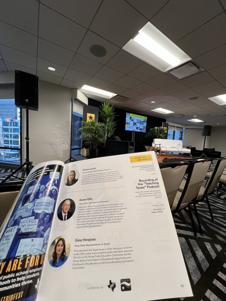 Conor417's tweet photo. Starting my morning at the Recording of the “Teaching Texas” Podcast hosted by @gracelynch08 with Chair of the @TXSBOE  Keven Ellis and @GinaForAustin at #TribFest23 #txed #txpublicschools https://t.co/3NERez878g