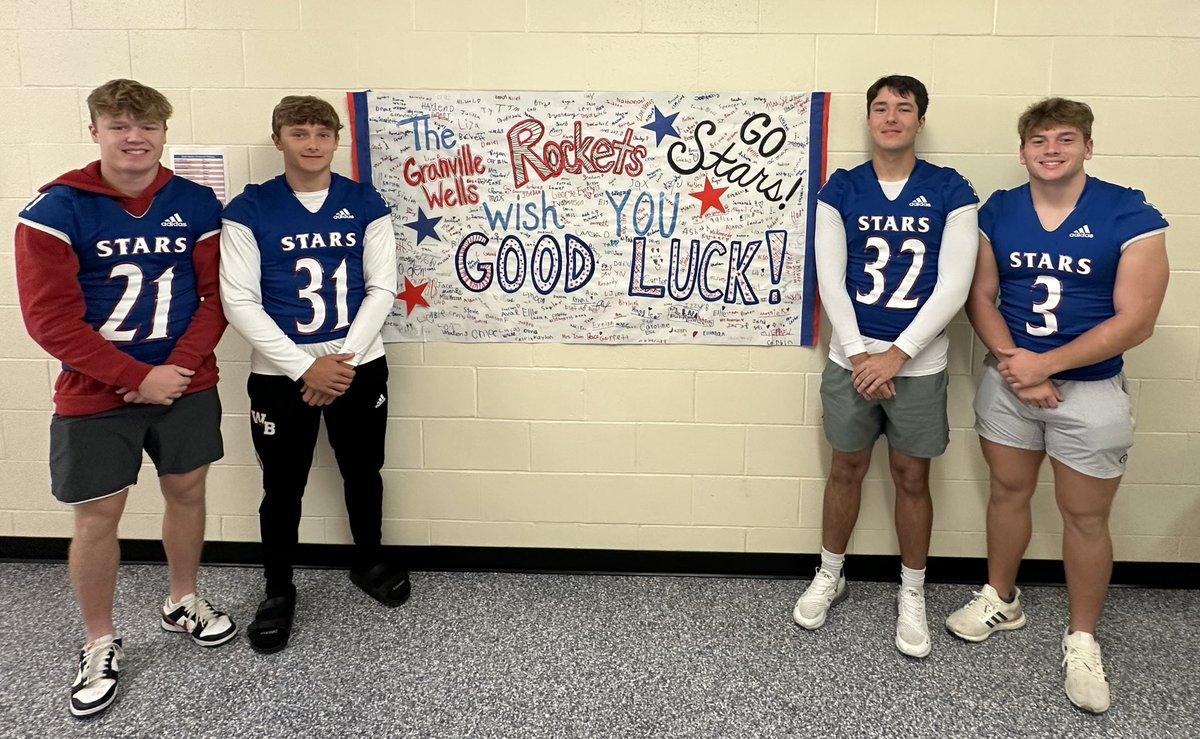 <a href="/WeBoFootball/">WeBo Football</a> appreciates the support of <a href="/GWES_Rockets/">Granville Wells ES</a> by dressing up all week and the GOOD LUCK homecoming sign signed by all the Future Stars!