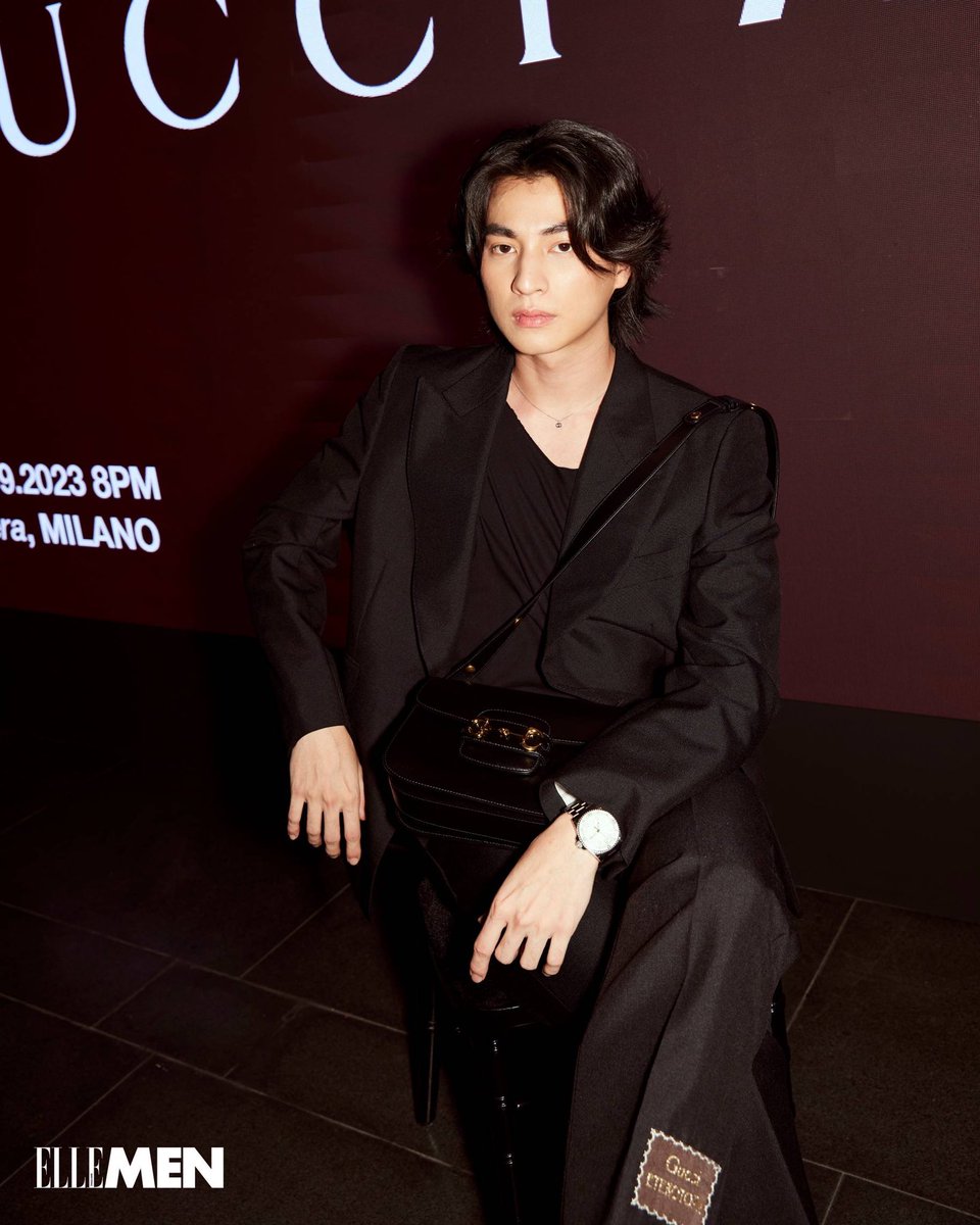 ElleMenThailand's tweet photo. ‘Friend of House’ ของ @gucci อย่าง @gulfkanawut นำทีมเหล่าเซเลบริตี้ชื่อดังของไทย ร่วมชมการถ่ายทอดสดแฟชั่นโชว์คอลเล็กชั่น Women’s S/S 2024 

#ELLEMENreports
#Gucci 
#GucciAncora 
#GulfKanawut https://t.co/G5B0p7QJi2